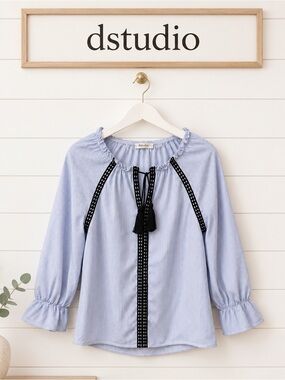 DSTUDIO Blue & White Striped Blouse S